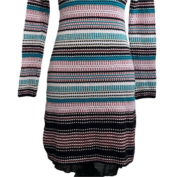 Missoni Striped Wool Blend Sz 8 Knit Metallic V-Neck Babydoll Y2K Dress - Picture 4 of 13